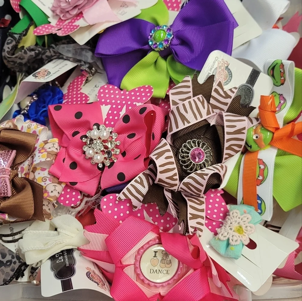 Mystery Bag Colorful Kids Headbands Barettes Hair Ties 12+ Per Bag